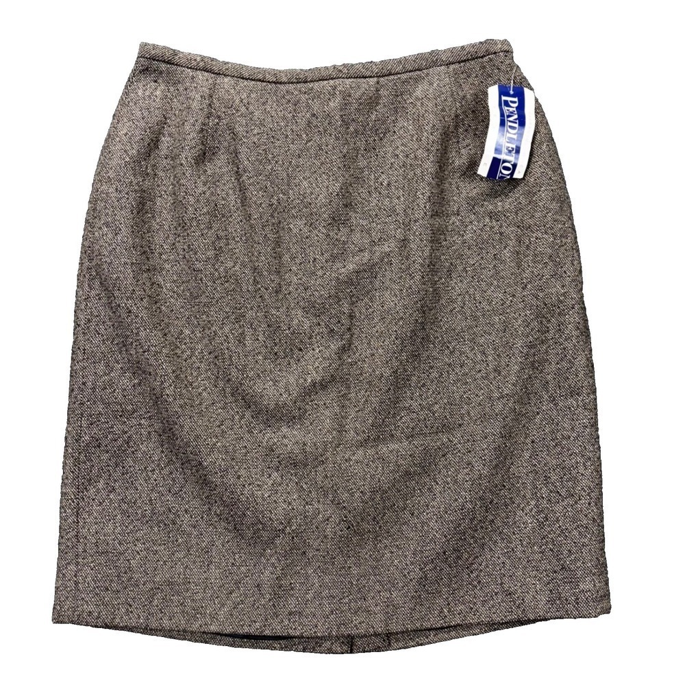 Pendleton Skirt Womens Petite 14 Wool Tweed Pencil Lined Gray Classic NEW